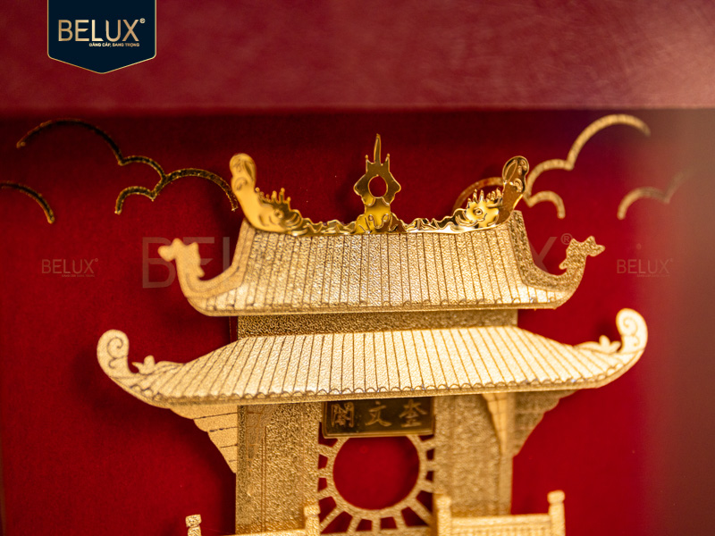 Tranh Khuê Văn Các Dát Vàng 24k- 20x18 cm